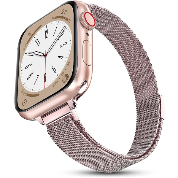 Milanese løkkerem til Apple Watch Band 40 mm 44 mm 41 mm 45 mm 38 mm 42 mm 49 mm 45 Mm Slank armbånd Iwatch Series 3 4 6 Se 7 8 Ultra 38mm 40mm 41mm slim pink gold