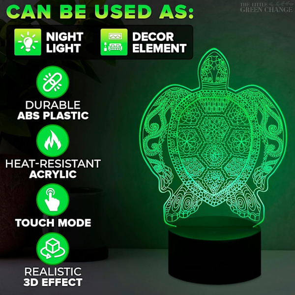 Sjösköldpadda Nattlampa Optisk Illusion Lampor - 3D Hologram Illusion Led Lampa För Sovrum Nattlampa