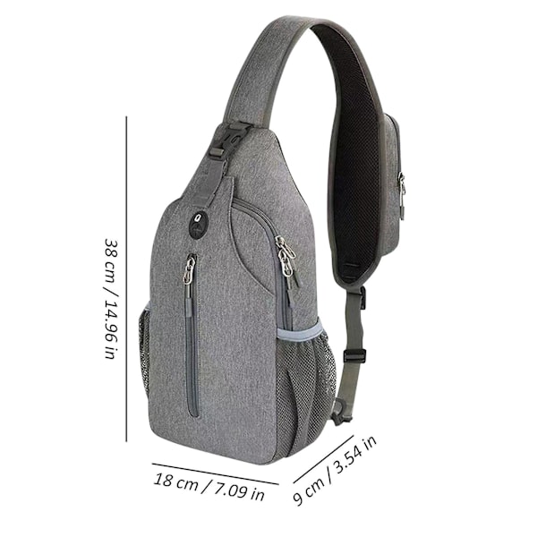 Crossbody Sling Ryggsekk Sling Bag Reise Fottur Brystveske Gray