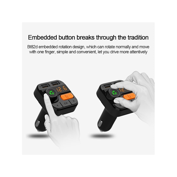 Bluetooth 5.0 Bilkit med LED Digital Display Trådlös Bil FM-sändare Stödjer Dubbla USB-utgångar U-Disk/SD Ljudadapter