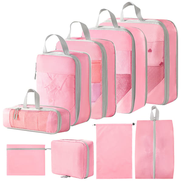 Resväska organisationsväska set, 9-pack (rosa)