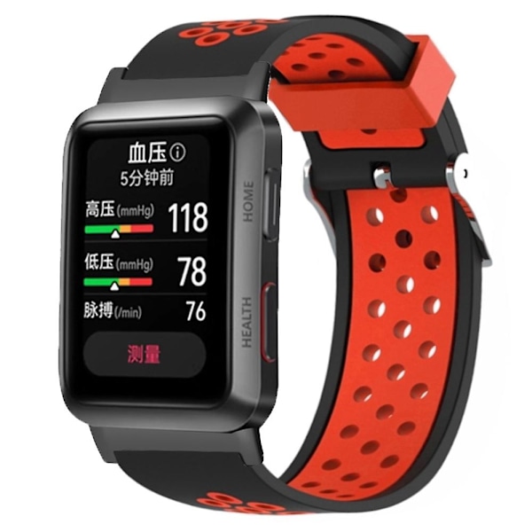 Huawei Watch D:lle säädettävä silikoni+metalliranneke, hengittävä ranneke Red