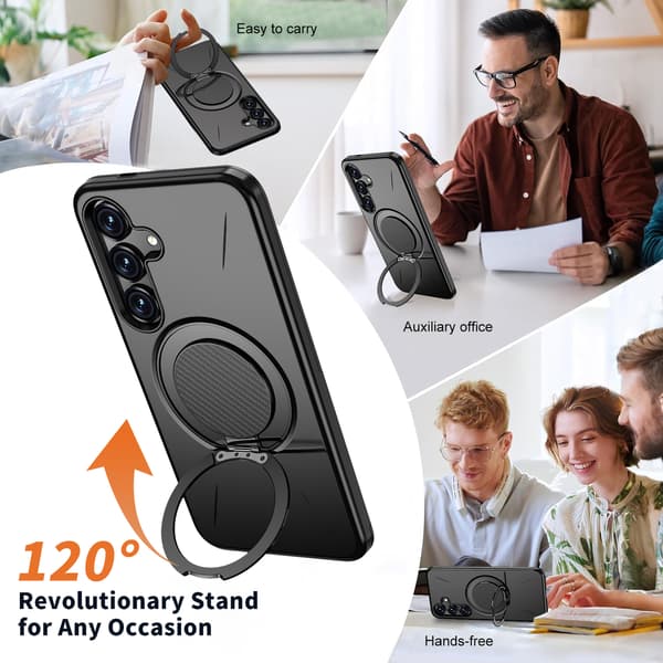 Etui til Samsung Galaxy S24, roterende støtteben TPU + PC Black