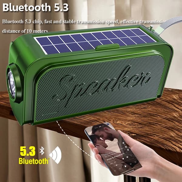 Bluetooth-aurinkoenergialla toimivat hätä-FM-radiot, taskulampulla (musta)