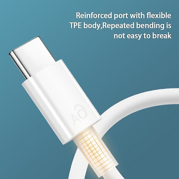 6a USB Type C-kabel til Samsung S20 S9 S8 Xiaomi Huawei P30 Pro Hurtigopladning Mobiltelefon Opladningsledning Hvidt kabel Usb-opladning 1m 6A