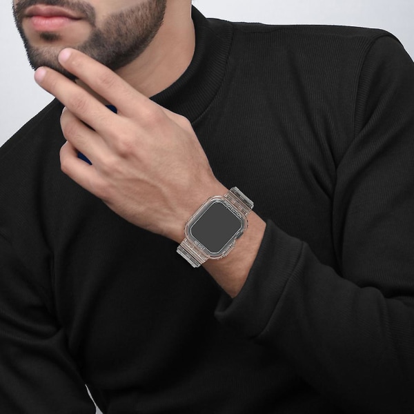 För Apple-Watch7 41/45 mm Sports TPU-rem Bälte Vattentätt andningsarmband Transparent 41mm