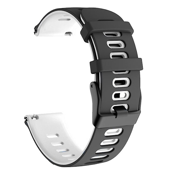 22mm tofarget silikonrem for Samsung Galaxy Watch3 45mm / Garmin Venu 3 Black White