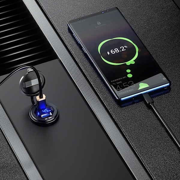 45w Typ C Pd+18w För Qc 3.0 Usb Laddare Med Växel Voltmeter Telefonladdning Så Blue
