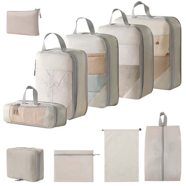 Resväska Organisationsväska Set, 10-pack (Beige)