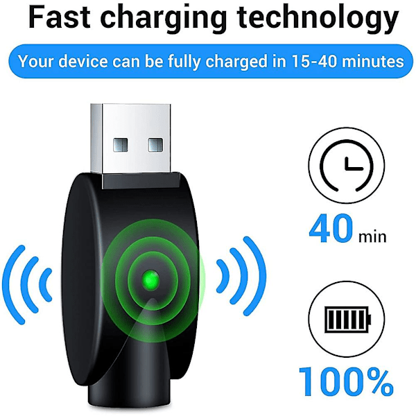 2PCS Lader USB Trådkabel, Bærbar USB Lader, med LED Indikatorlys, Intelligent Overladningsbeskyttelse