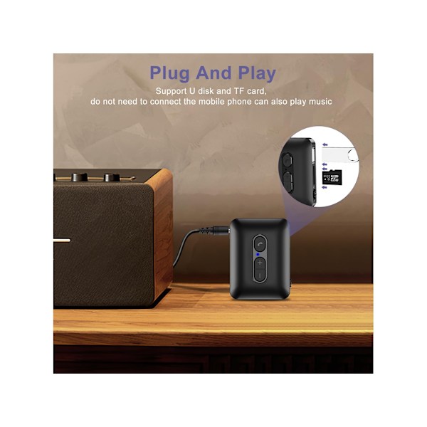 Bluetooth Aux Adapter til Bil, Trådløs Bluetooth Hovedtelefon Adapter, Bluetooth 5.4 Sender Modtager Med Understøttelse Af Flame