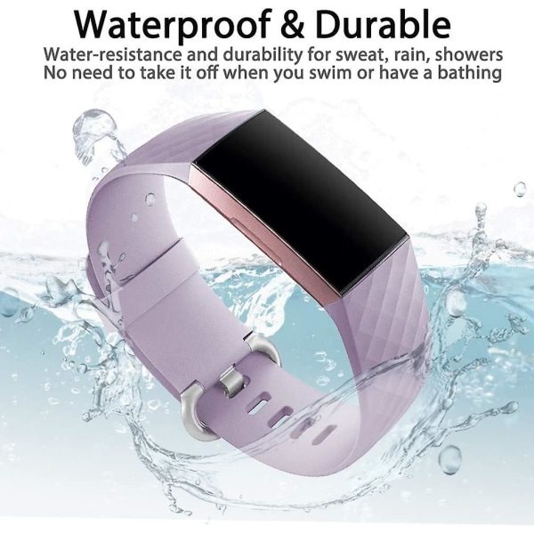 Vattentätt watch Fitness Sportband Armband kompatibelt med Fitbit Charge 4 / Fitbit Charge 3 Se- Multi Color Small Lavender