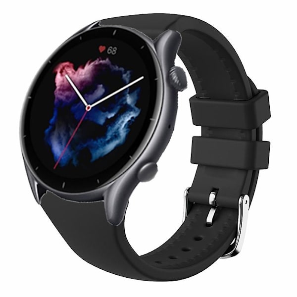22mm Silikonklockarmband för Huami Amazfti Gtr 4/gtr 3/gtr 3 Pro / Huawei Watch Gt 3 42/46mm Black