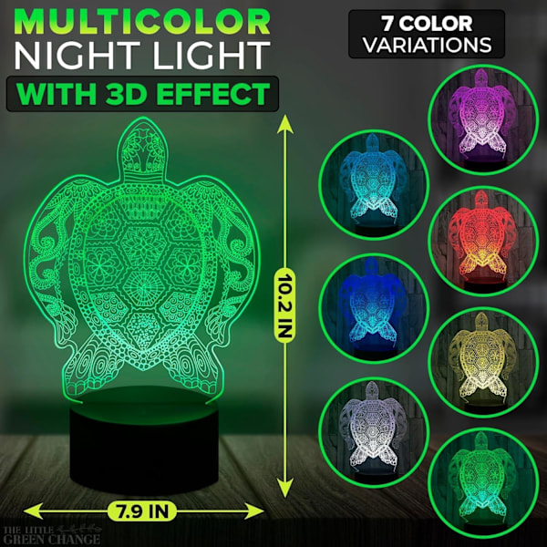 Sjösköldpadda Nattlampa Optisk Illusion Lampor - 3D Hologram Illusion Led Lampa För Sovrum Nattlampa