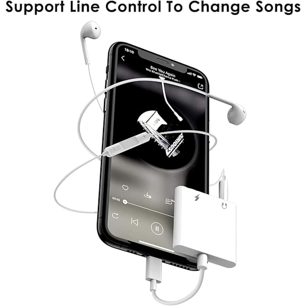 Iphone hodetelefonadapter 2 i 1 Lightning til 3,5 mm