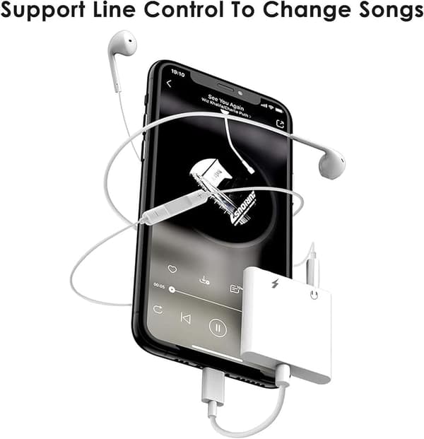 Iphone hörlursadapter 2 i 1 Lightning till 3.5 mm