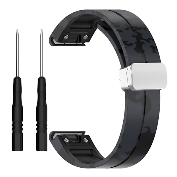 Sølvspenne 22mm Silikon Rem for Garmin Fenix 7 / Forerunner 965/955/945/935 Camo Grey