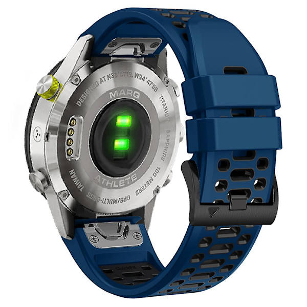 For Garmin Fenix 7/ 7 Pro Silikone Rem til Ur 22mm Dual Farve Rem med 3 Rækker Huller Sapphire Black
