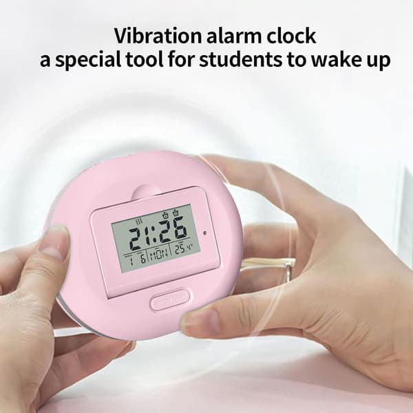 Sängskakningsväckarklocka med extra högt larm och stor LED-display Pink