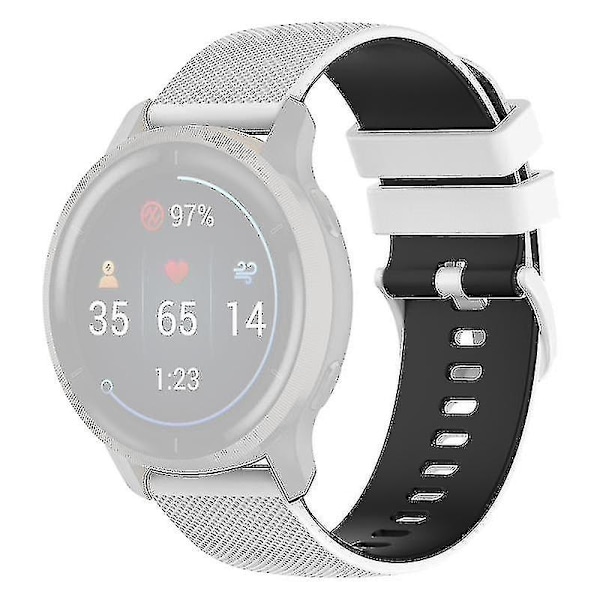 For Garmin Venu2 Plus/Vivoactive 3/Vivomove Sport Silikonklokkebånd Erstatningsklokkestropp 20mm White Black A Other Smartwatch Model