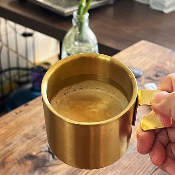 Kaffekop 3-delt sæt 304 rustfrit stål dobbeltlagsisoleret (guld)