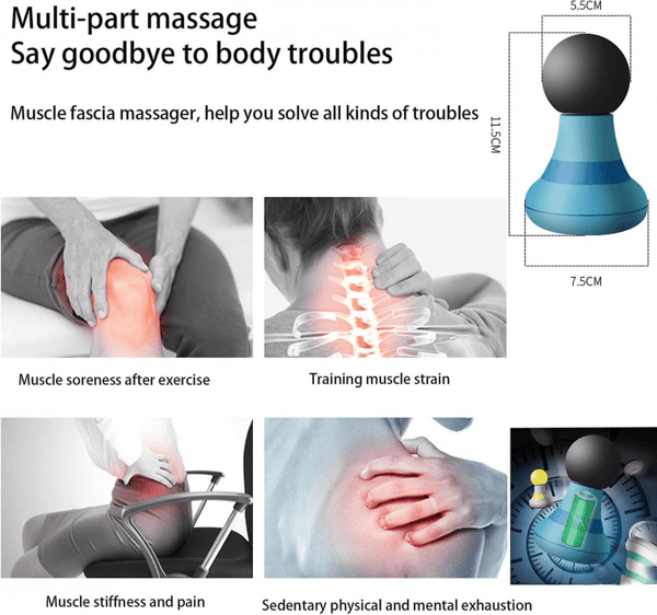Massager Håndholdt Mini USB Opladning Vibration (Blå) Blue