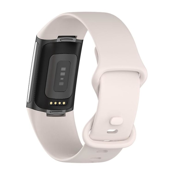 For Fitbit Charge 5 silikonklokkebånd TJD Moon White