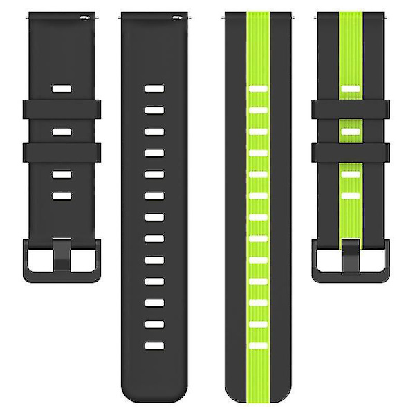 Til Huawei Watch GT 3 42mm/Watch GT Silikone Urrem Bredde 20mm Dobbelt Blød Rem Black, Black Lime D Samsung Galaxy Watch 5