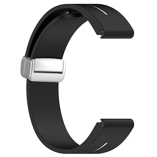 20mm Dual Color Silikon Magnetisk Sølv Spænde Urrem Til Samsung Galaxy Watch 6/6 Classic/5/4 Black White