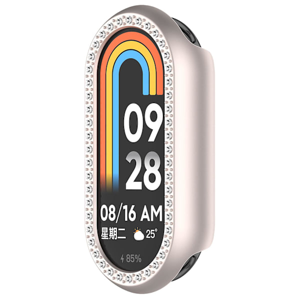 Xiaomi Smart Band 8:lle timanttikoristeinen kellokehys PC-ontto suojakotelo Frosted Starlight Color