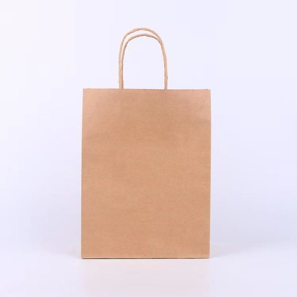 100 stk Kraft papirpose Håndtag Shopping Genanvendelige Gavevarer Bæretasker M