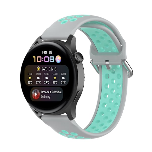 Dubbelfärgat metallspänne justerbart silikonklockarmband 22 mm för Huawei Watch 3/Watch 3 Pro Multicolor H
