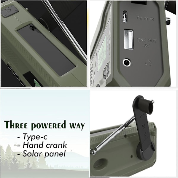 Bærbar Dab/fm Radio, 4000 mah Dynamo Solar Radio, Solar Crank Radio, Survival Solar Radio Dab Radio Usb Oplader med Sos nødalarm, vækkeur
