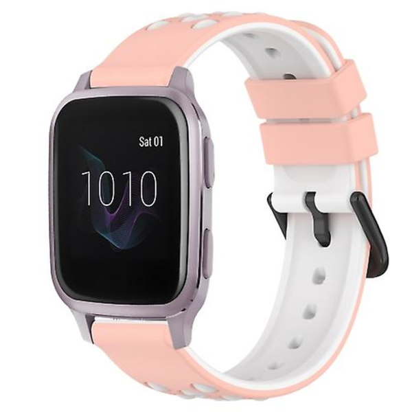 För Garmin Venu Sq 20 mm Tvåfärgad porös watch BFP Pink-White