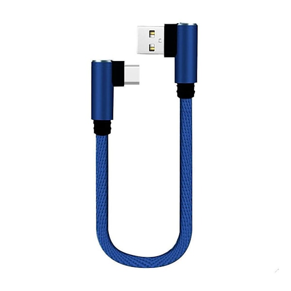 90 graders svart/blå/röd 0,25 m dubbel armbåge typ C data USB C-kabel Blue