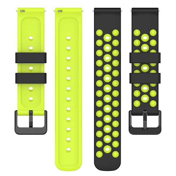 Til Garmin Venu 2 Plus/Venu Sq 2 Universal 20mm Blød Silikone Urrem Stort Hul Design Dobbelt Farve Urrem Black  Green