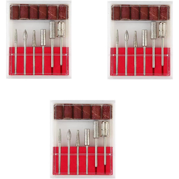 3-pack Nagelslipbitar Diamant Nagelbits Set Nagelfilsbitar Nagelborrtillbehör för elektriska nagelfilar Borrmaskin Polish Naglar