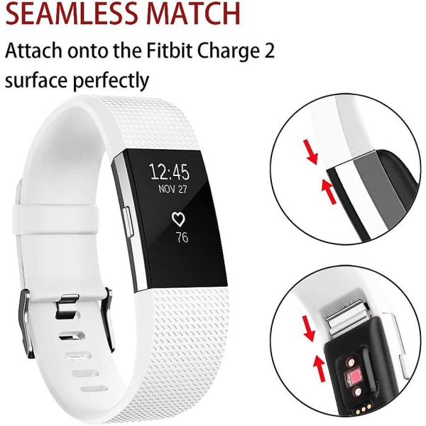 Ersättningsband som är kompatibla för Fitbit Charge 2, Classic & Special Edition justerbara sportarmband Large White
