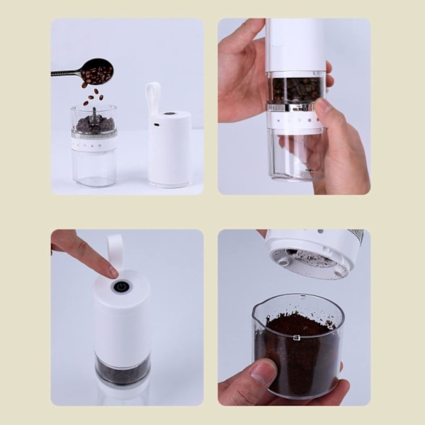 Elektrisk kaffekvern, keramisk kjerne for maling, transparent justerbar grovhet (grå)