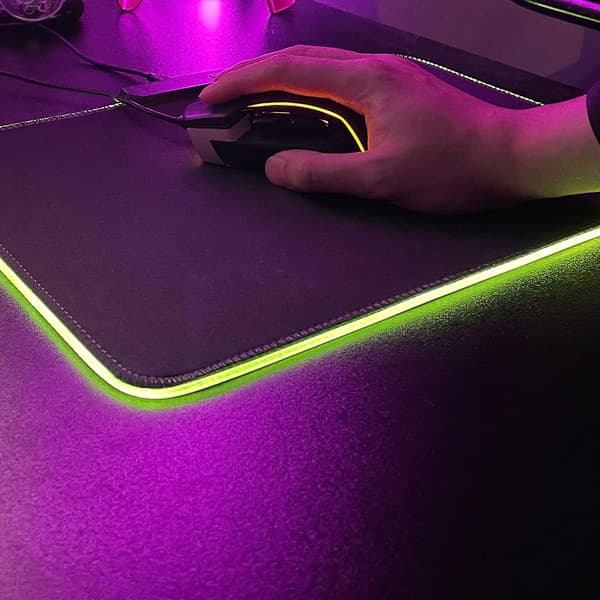 Rgb Gaming Musematte - Led Musematte Med Sklisikker Base For Macbook, Pc, Bærbar Datamaskin