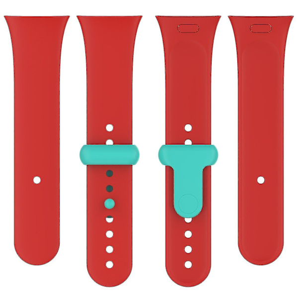 Rem til Xiaomi Redmi Watch 3 - Blød silikone rem med knapspænde Red Cyan H Xiaomi Redmi Watch 3