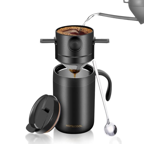 16Oz Camping Kaffemaskine Pour Over Kaffemaskine Sæt (Sort)