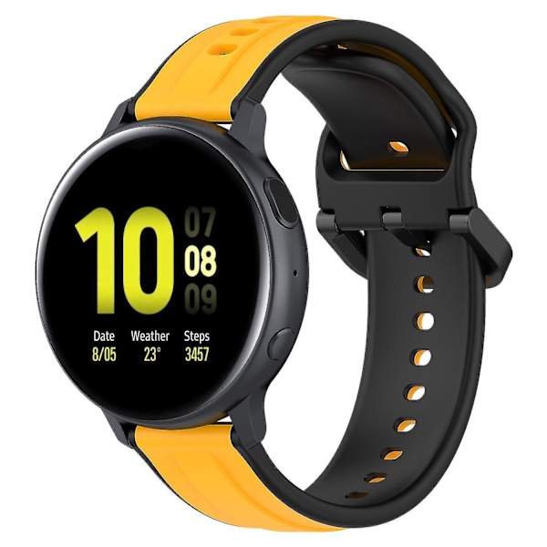 För Samsung Galaxy Watch Active2 44mm 40mm Sportband Dubbla 20mm Silikonersättningsrem Yellow Black G Samsung Galaxy Watch A