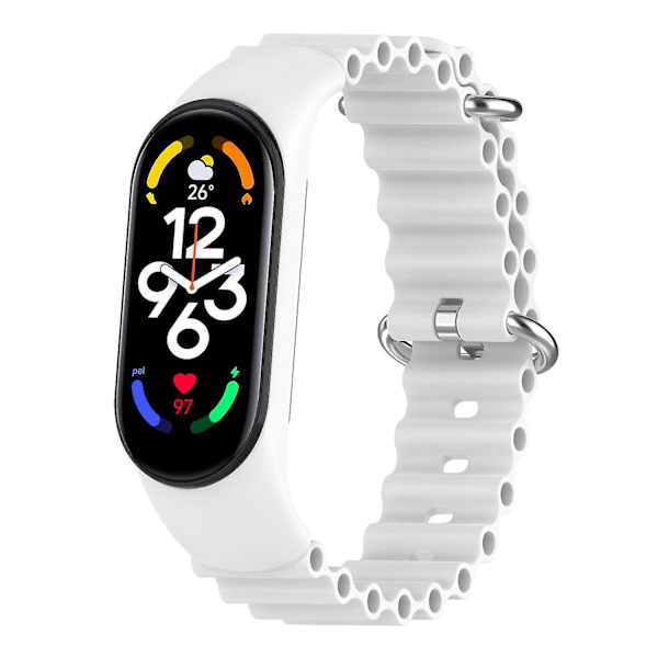 Mjukt silikonarmband med klockfodral till Xiaomi Mi Band 3/4/5/6/7 White, White H Xiaomi Mi Band 3