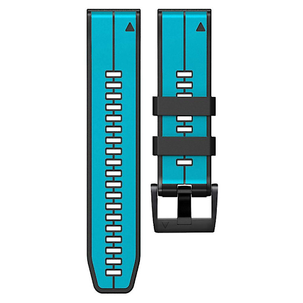 Til Garmin Descent G1/Fenix 7/Fenix 6 Pro/Fenix 5 Plus Dual Color Silikonurrem Smart Watch Band 22mm Sky Blue Black