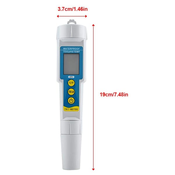 Digital PH-måler, 3-i-1 PH/EC/temperaturmåler for vannkvalitet