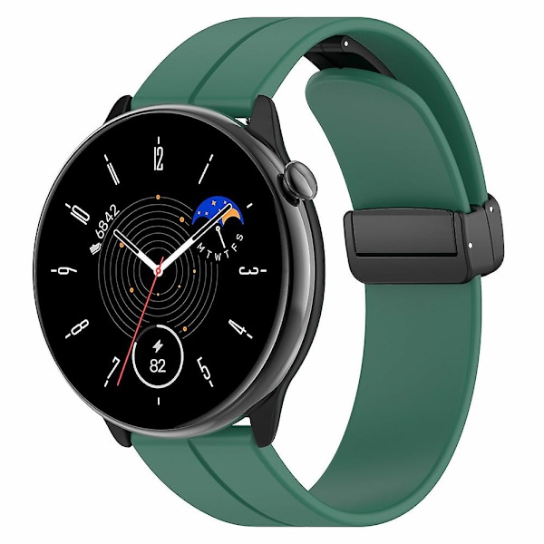 Magnetisk foldespenne 20mm silikonrem for Huami Amazfit Gtr Mini/ Gts 4/3/2 / Bip 3 Army Green