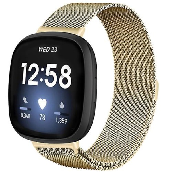 Til Fitbit Versa 4 / Versa 3 20 mm Milanese magnetisk metal splitspænde urbånd EUW Retro Gold