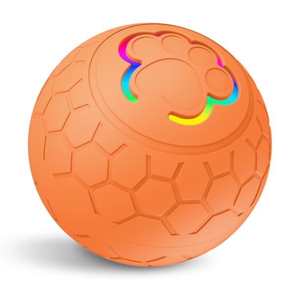 Legetøjsbolde til katte og hunde, 2-tilstande smart automatisk rullende hoppebold (orange)