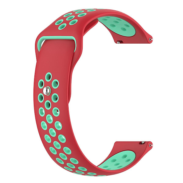 Dubbelfärgat justerbart silikonklockarmband 22 mm för Huawei Watch 3/Watch 3 Pro/Teal Red F